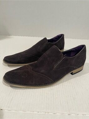 Men’s Zota Italian Classic Brown Suede Slip On Loafers Dress Shoes Size 8.5 US!
